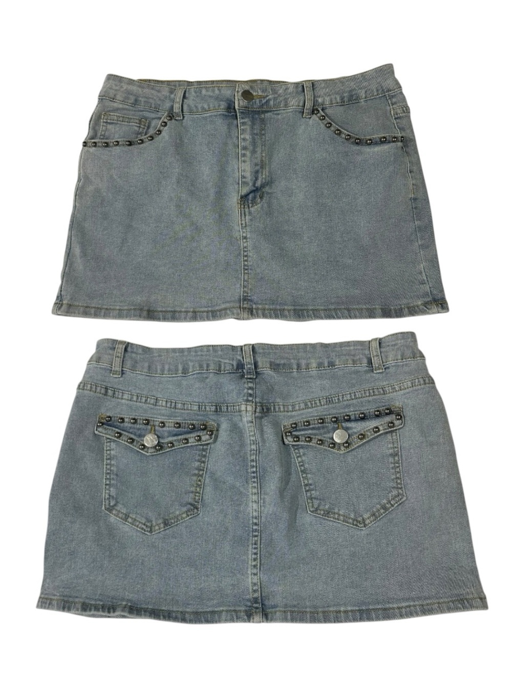 Y2K Studded Denim Mini Skirt with Pocket Size XL